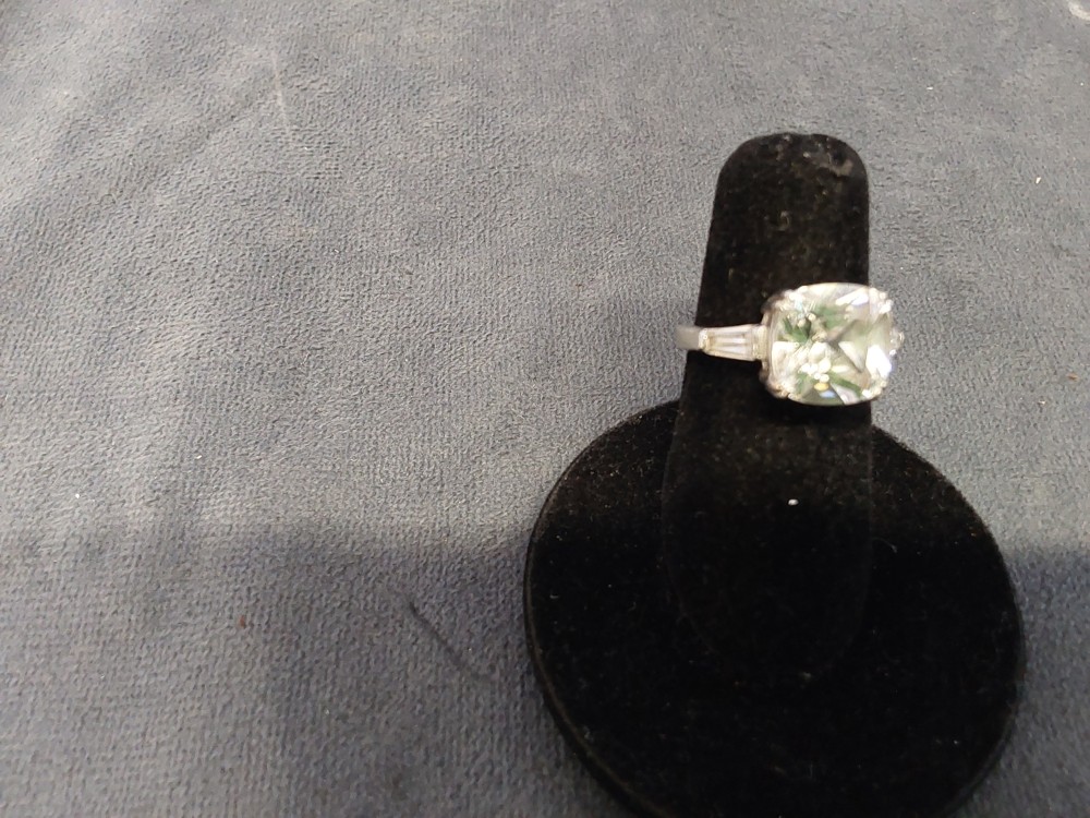 BAGUE ARGENT STRASS CARRE