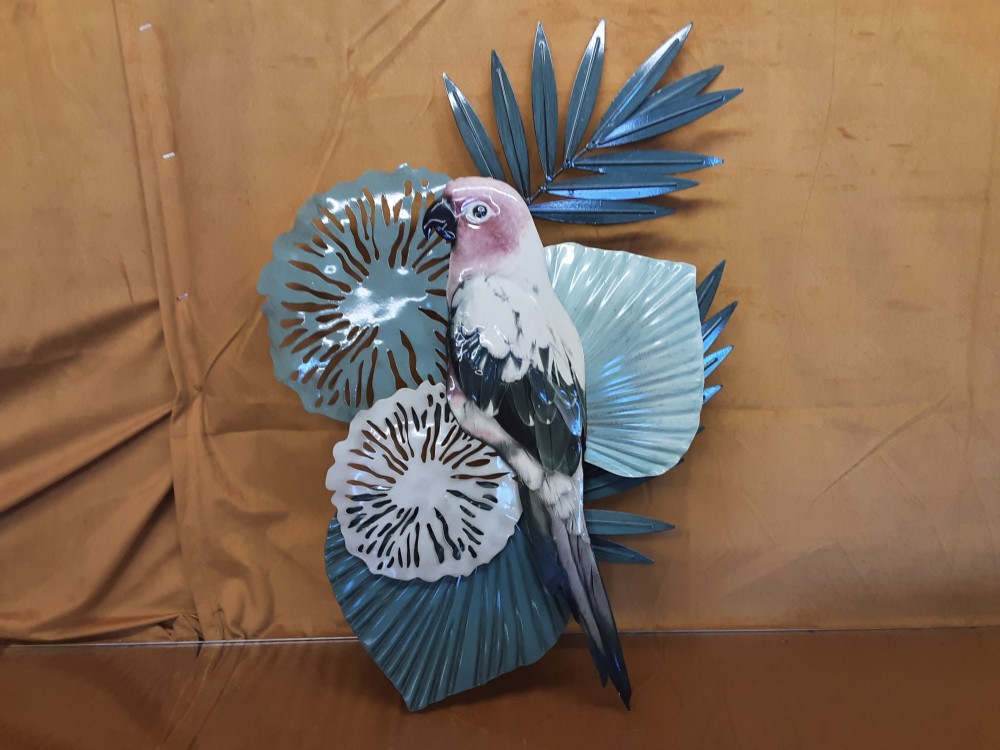 PLAQUE PERROQUET EN METAL MURALE