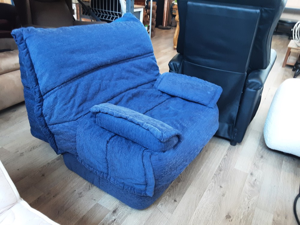 FAUTEUIL BZ 1 PLACES AVEC 2 ACCOUDOIRS TISSU BLEU