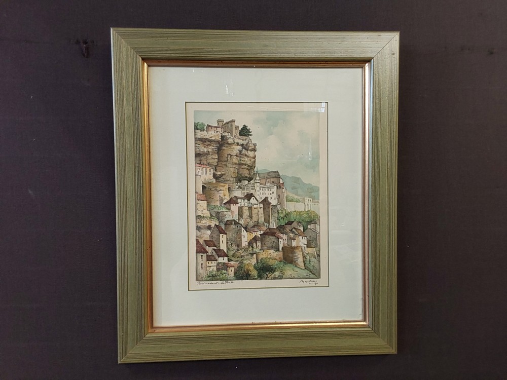 TABLEAU AQUARELLE LE FORT DE ROCAMMADOUR