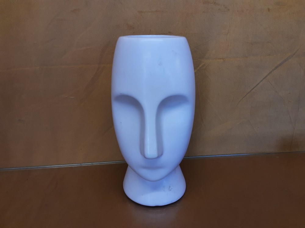 VASE VISAGE BLANC HAUT 25CM