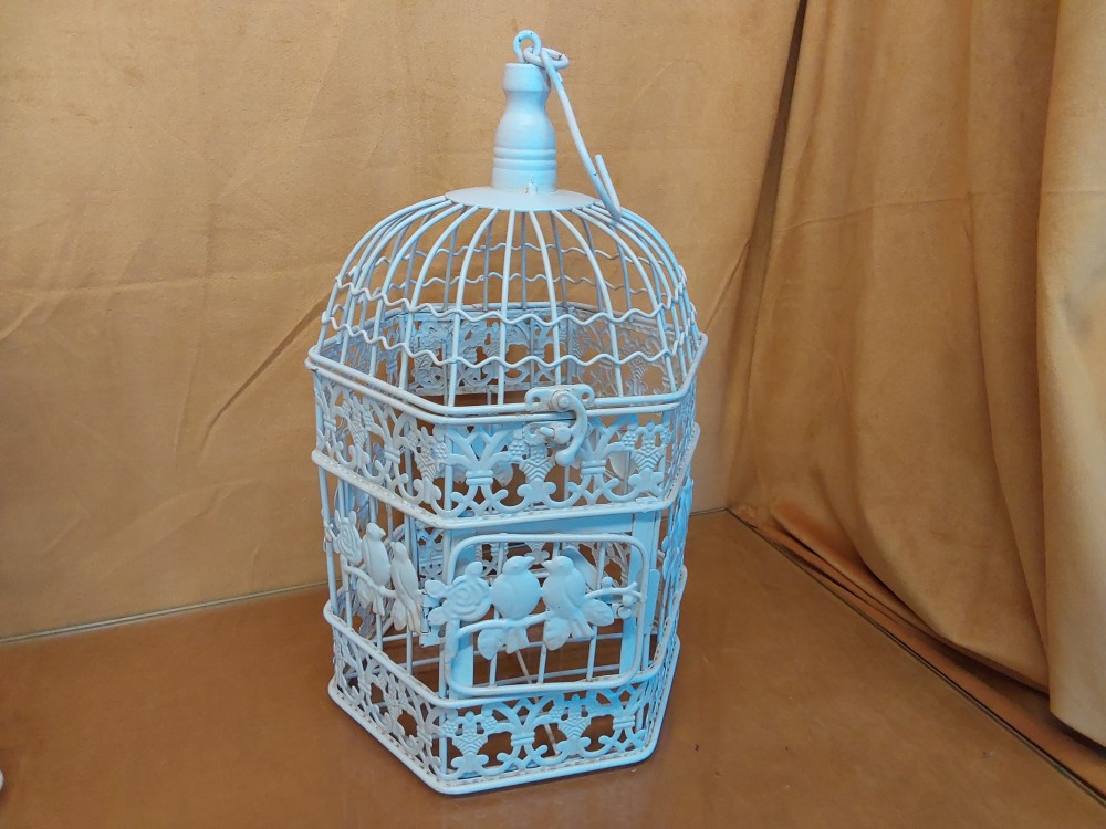 CAGE OISEAUX BLANC OCTOGONALE PM METAL - VK4ZH-AW