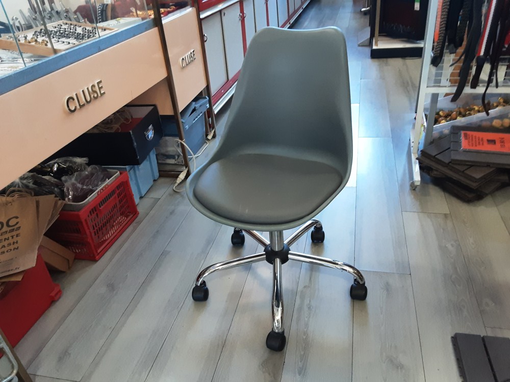CHAISE DE BUREAU ASSISE PVC GRIS