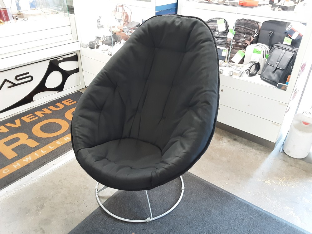 FAUTEUIL OEUF PIVOTANT TISSU NOIR