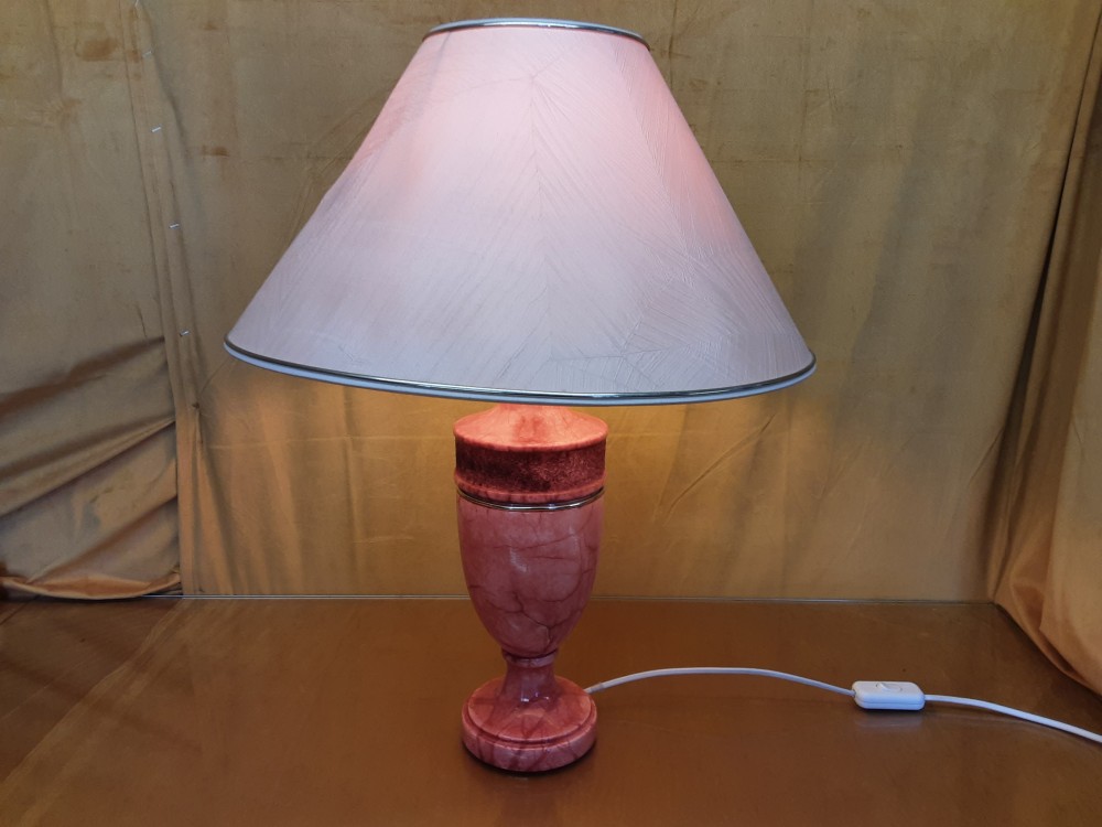 LAMPE A POSER PIED MARBRE ROSE ABAT JOUR CREME
