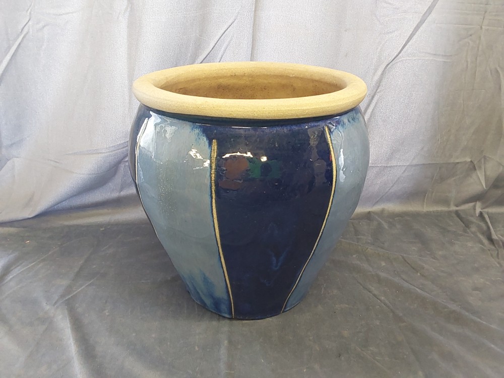 CACHE POT BLEU TERRE CUITE GM