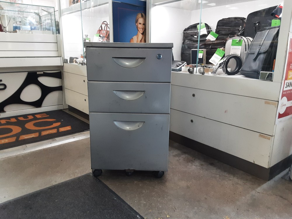 CAISSON DE BUREAU MÉTAL. 3 TIROIRS SANS CLEF SUR ROULETTES 