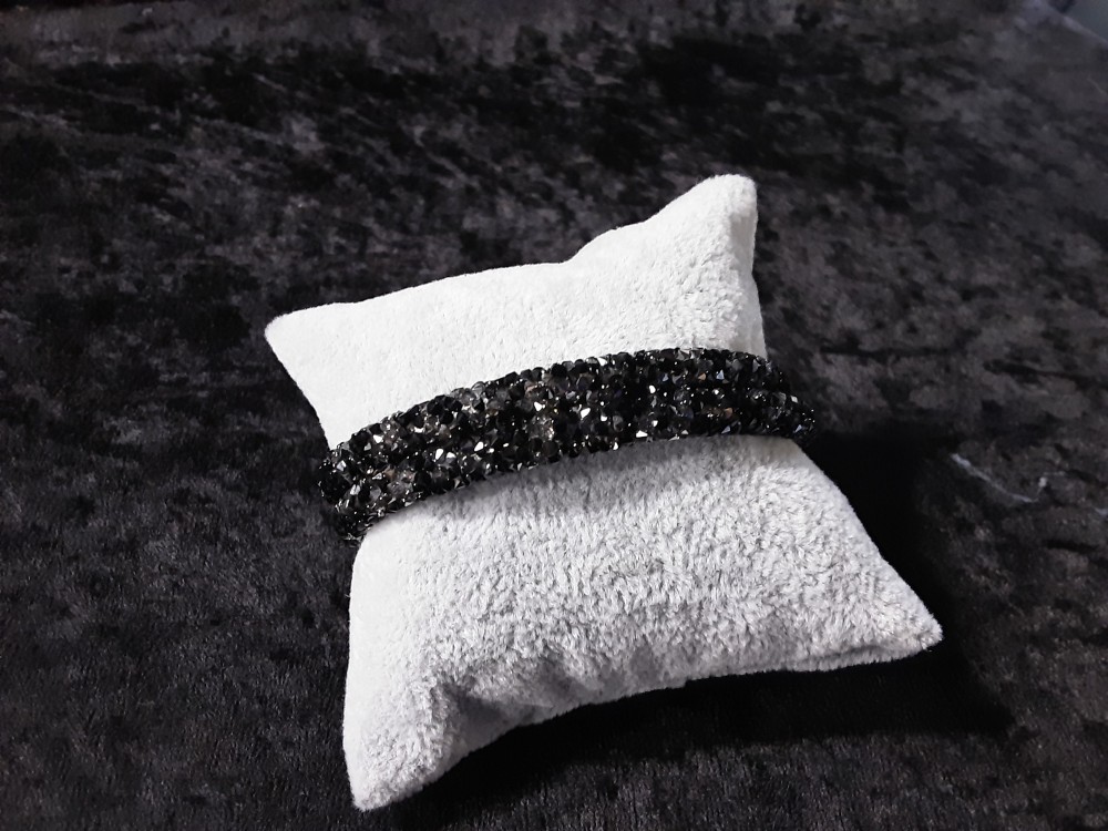 Bracelet Double Souple Gris - Noir Swarovski