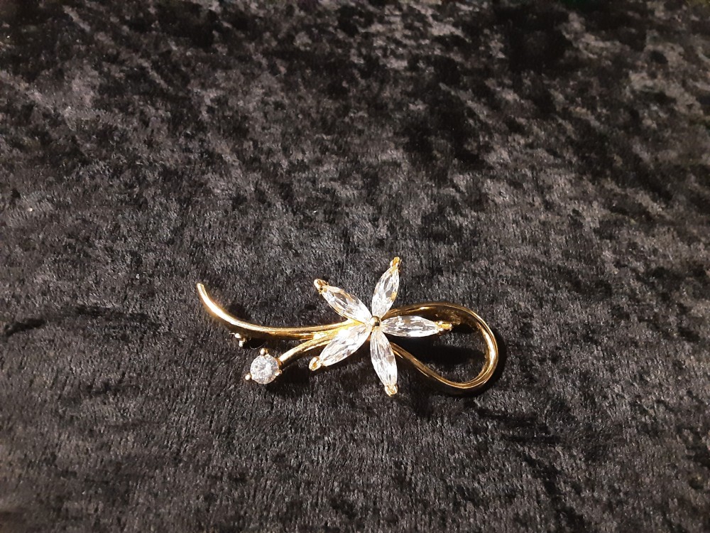 Broche Dorée - Fleur Cristal