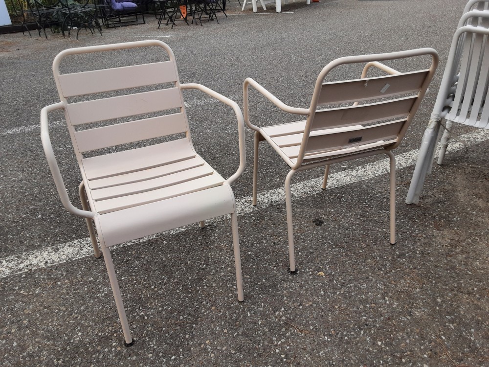 Fauteuil De Jardin Empilable Métal Beige (129239) 2Ème Choix