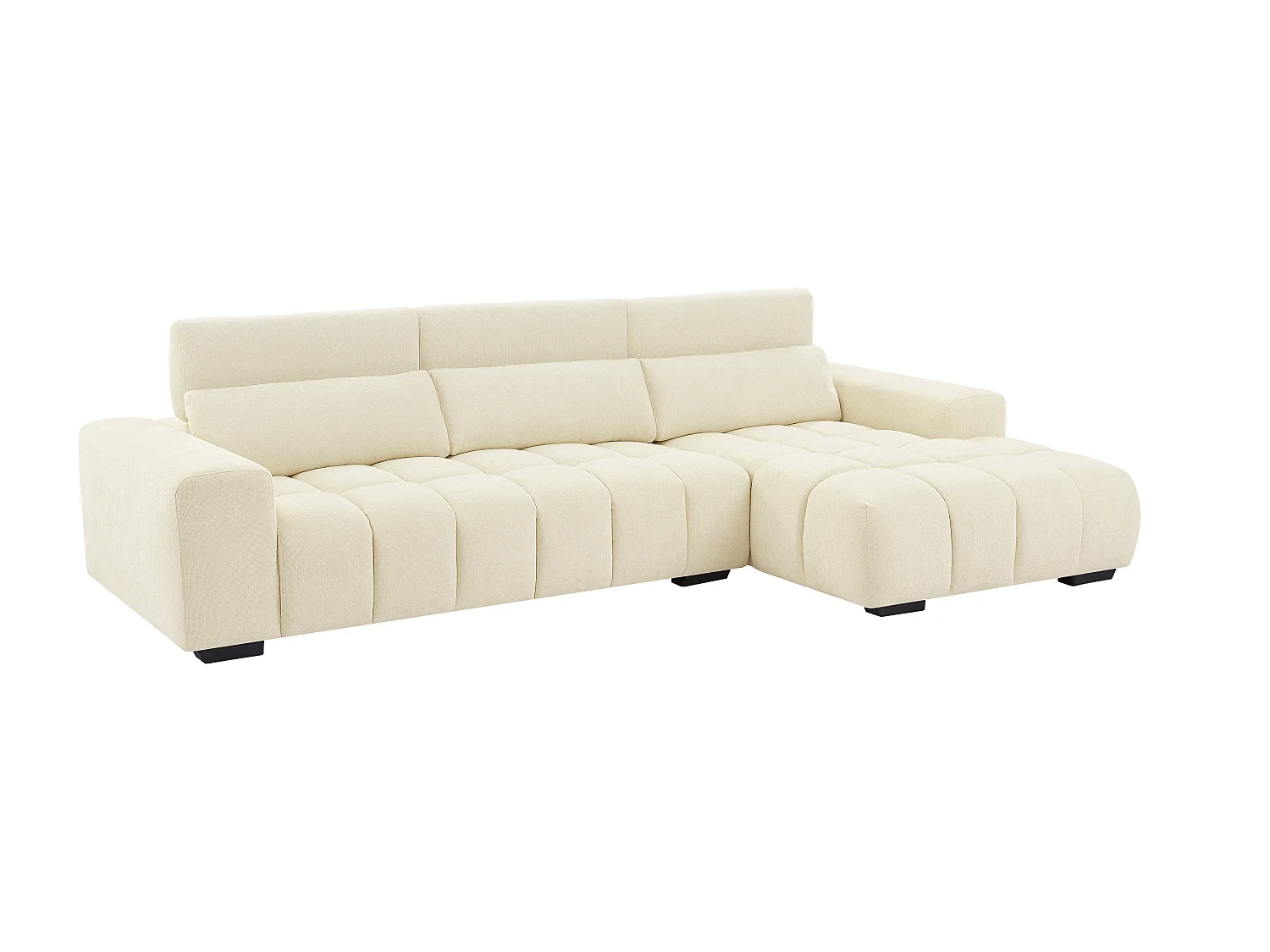 CANAPÉ ANGLE DROIT TISSU TEXTURÉ BEIGE - 2 COLIS (142998) 2ÈME CHOIX