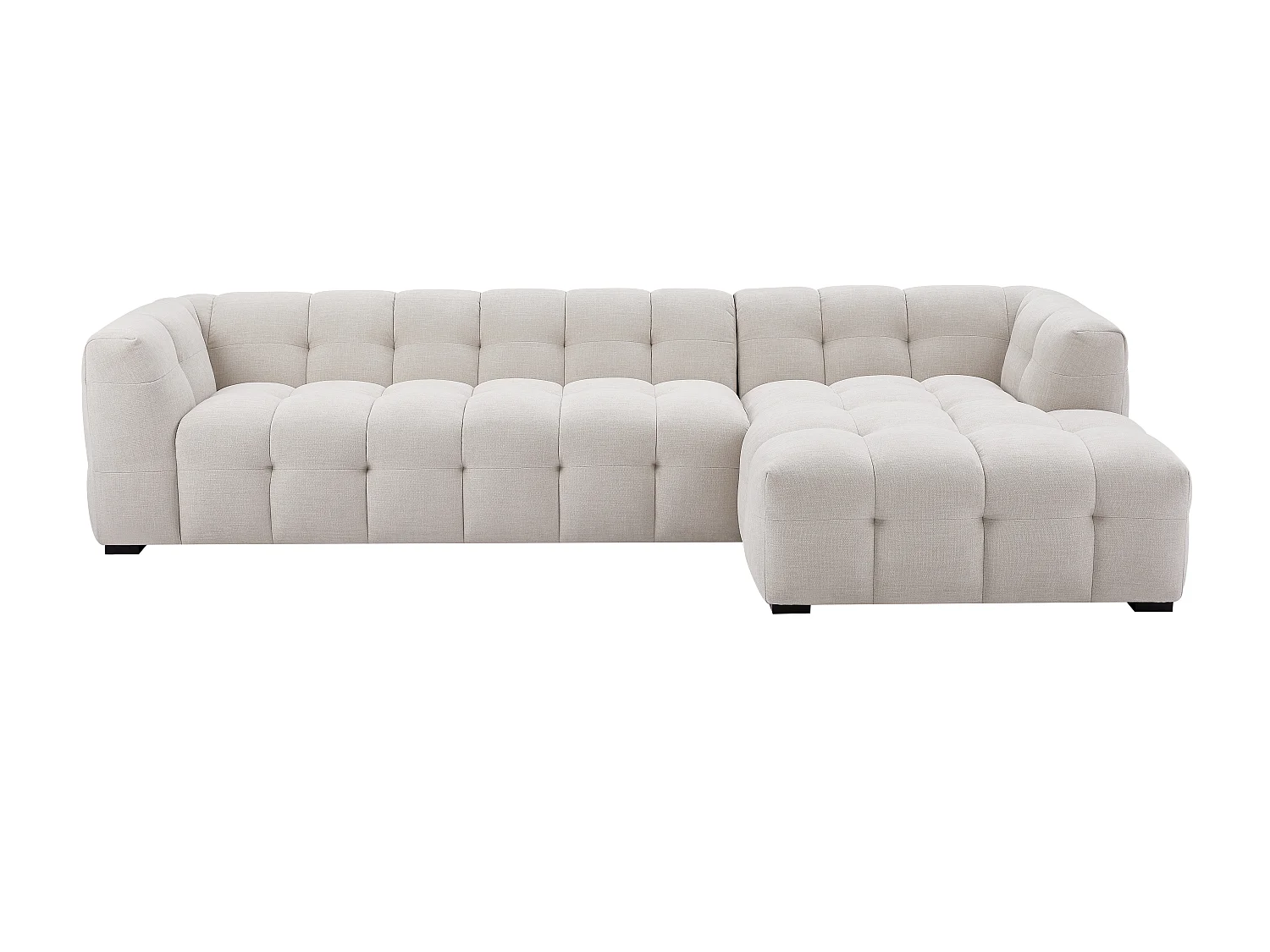 CANAPÉ ANGLE DROIT TISSU CHINÉ BEIGE - 2 COLIS (130817) 2ÈME CHOIX