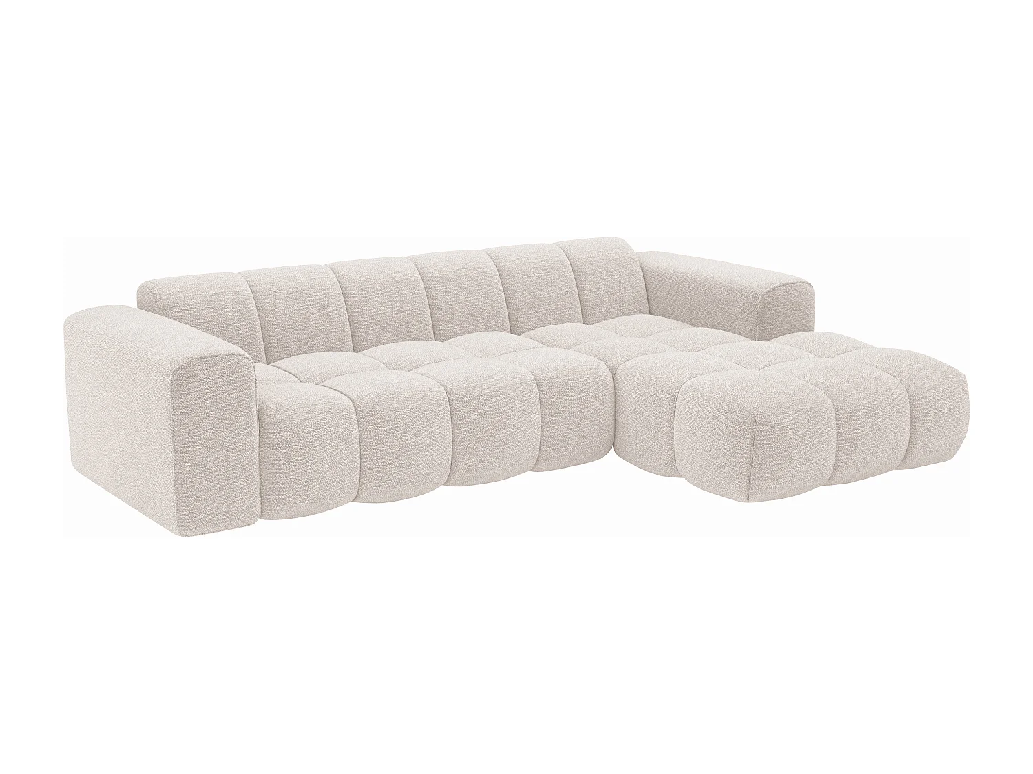 CANAPÉ ANGLE DROIT TISSU CHENILLE BEIGE - 2 COLIS (VU-1104-1) 2ÈME CHOIX