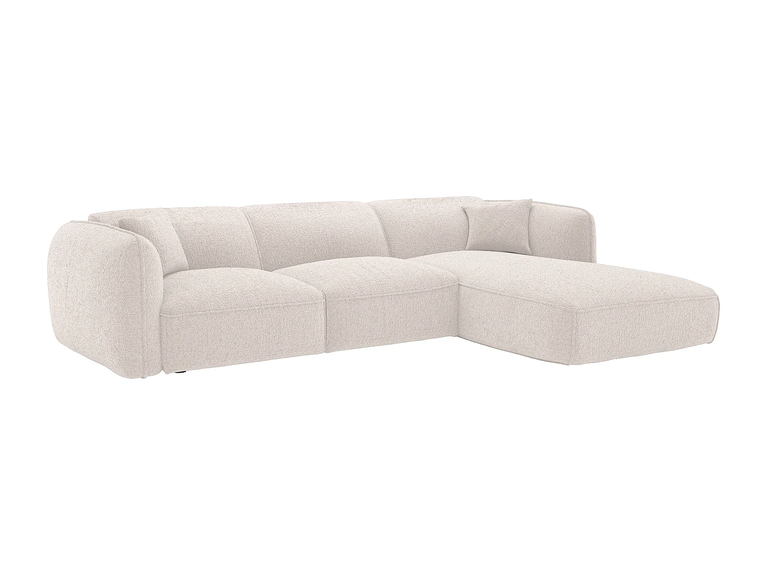 CANAPÉ ANGLE DROIT TISSU CHENILLE BEIGE - 2 COLIS (144393) 2ÈME CHOIX