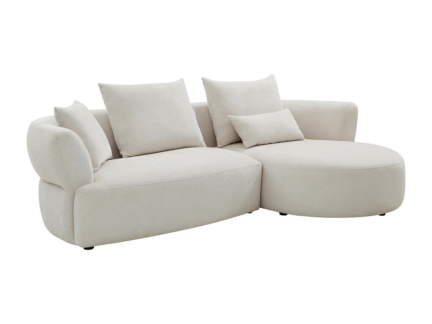 CANAPÉ ANGLE DROIT TISSU CHENILLE BEIGE - 2 COLIS (VU-1413-1) 2ÈME CHOIX