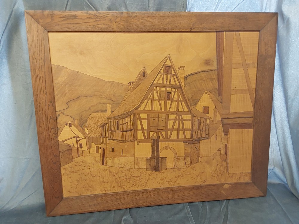 Tableau Marqueté Village Alsacien