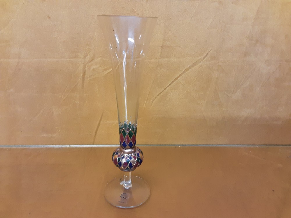 VASE VERRE EVASE PIED  ARLEQUIN HAUT 27CM