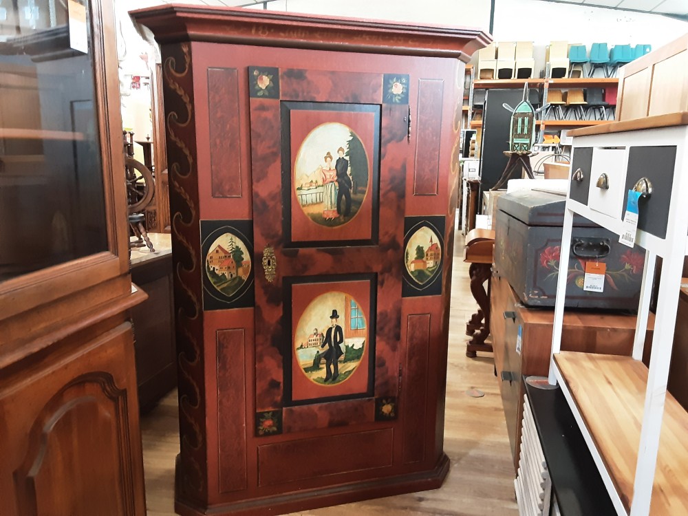 BONNETIERE  POLYCHROME EN SAPIN 1 PORTE