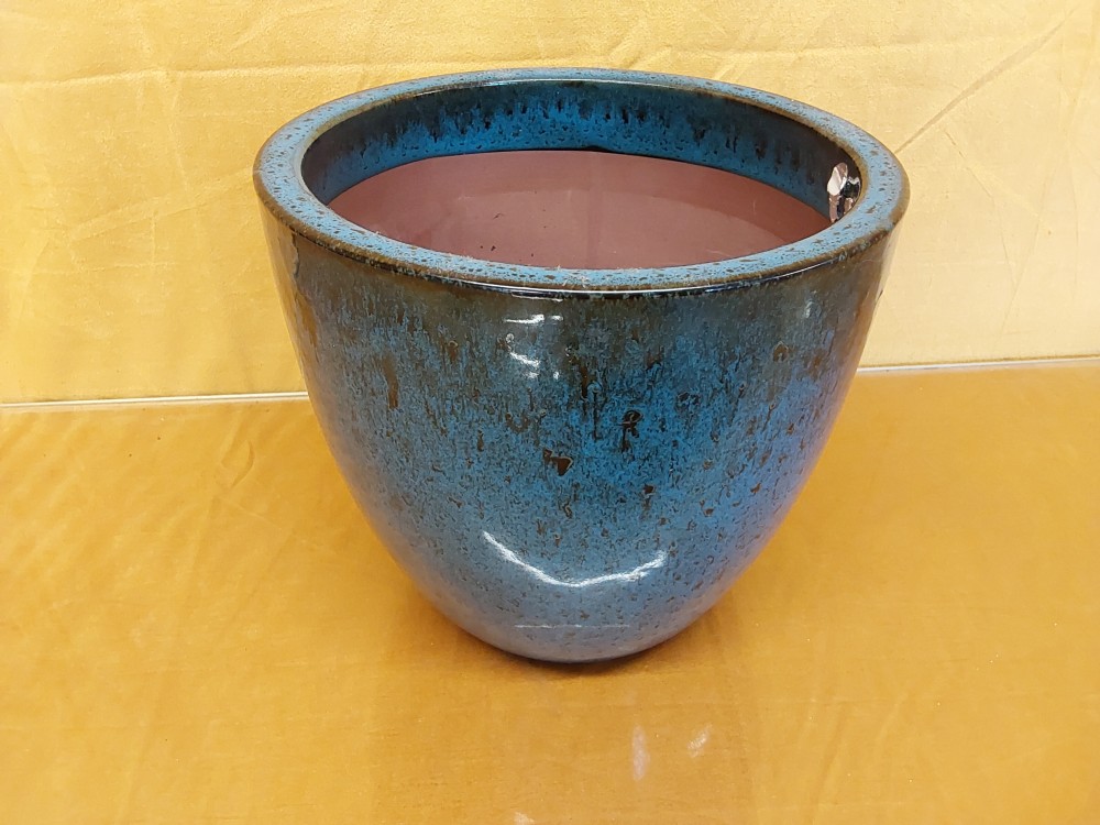 CACHE POT EN TERRE CUITE - BLEU