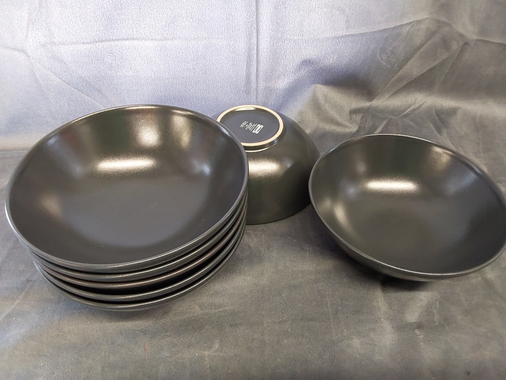 LOT DE 7 BOLS A SOUPES IKEA GRIS ANTHRACITE