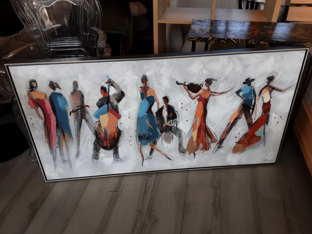 TABLEAU SUR TOILE MUSICIENS SIGNÉ S.BRICARD