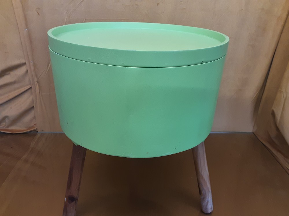 TABOURET COFFRE ROND VERT
