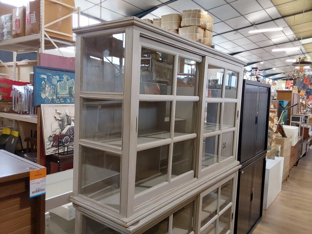 BUFFET BAS EN BOIS BLANC 2 PORTES COULISSANTES 