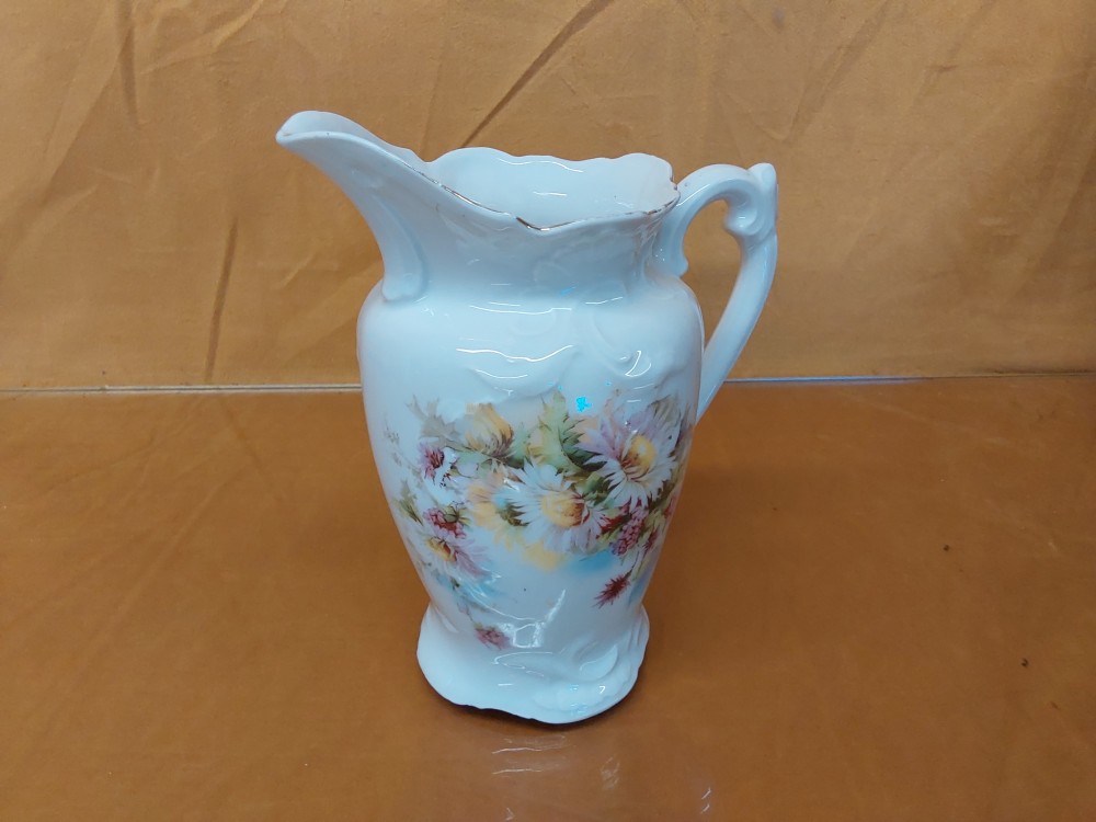 POT A LAIT FLEURS JAUNES ET BLANCHES HAUT 17CM