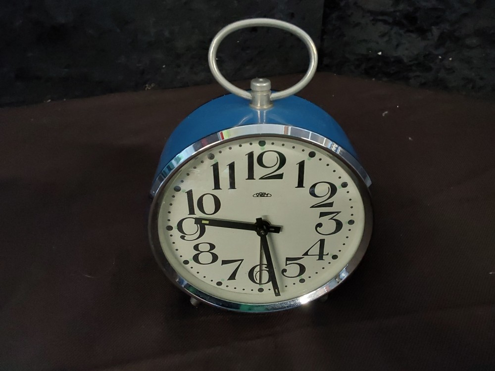RÉVEIL MECANIQUE VINTAGE BLEU PRIM
