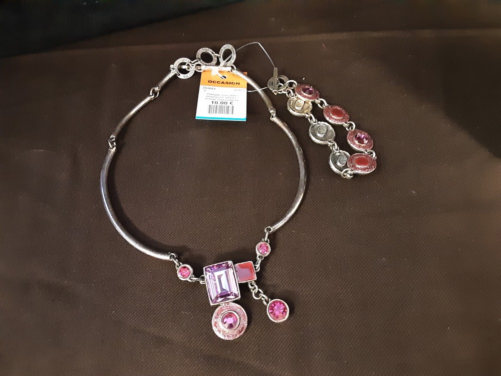 PARURE COLLIER + BRACELET VIOLET " ENTRE GUILLEMETS"