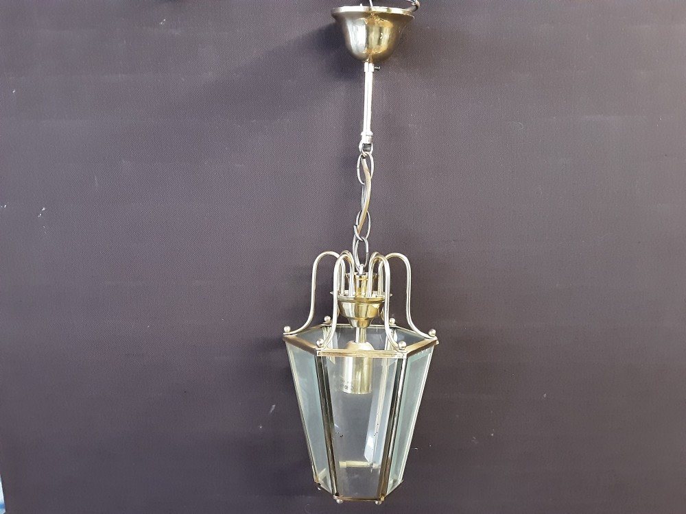 LUSTRE LANTERNE VINTAGE HEXAGONAL DORÉ 