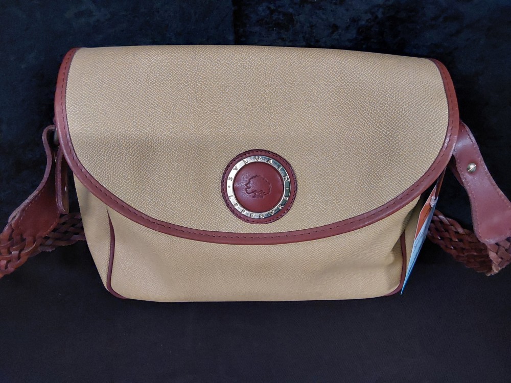 SAC A MAIN A BANDOULIERE CUIR JAUNE ET BRUN SYLVAIN LEFEBVRE