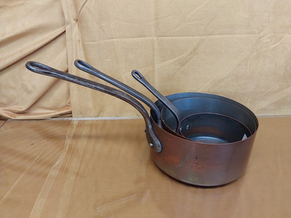 Lot De 3 Casseroles En Cuivre