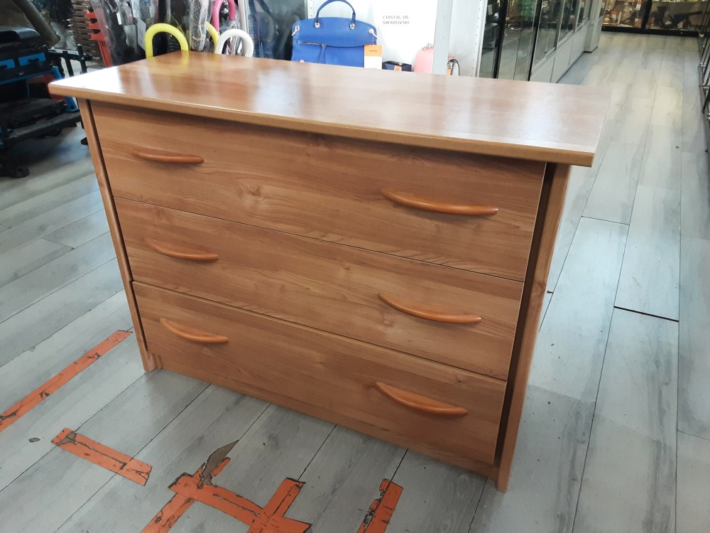 Commode Coloris Bois Clair 3 Tiroirs