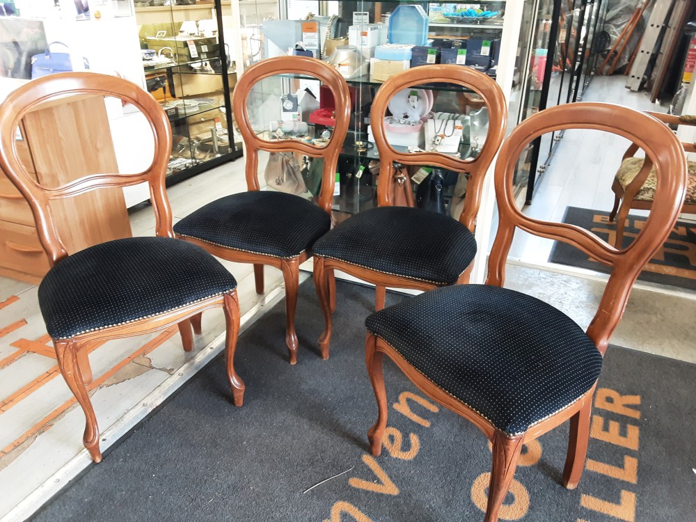 Lot De 4 Chaises Assise Tissu Velours Noir Et Blanc