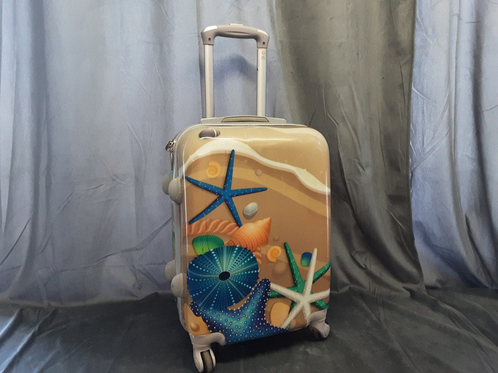 VALISE RIGIDE 4 ROULETTES MOTIF COQUILLAGE
