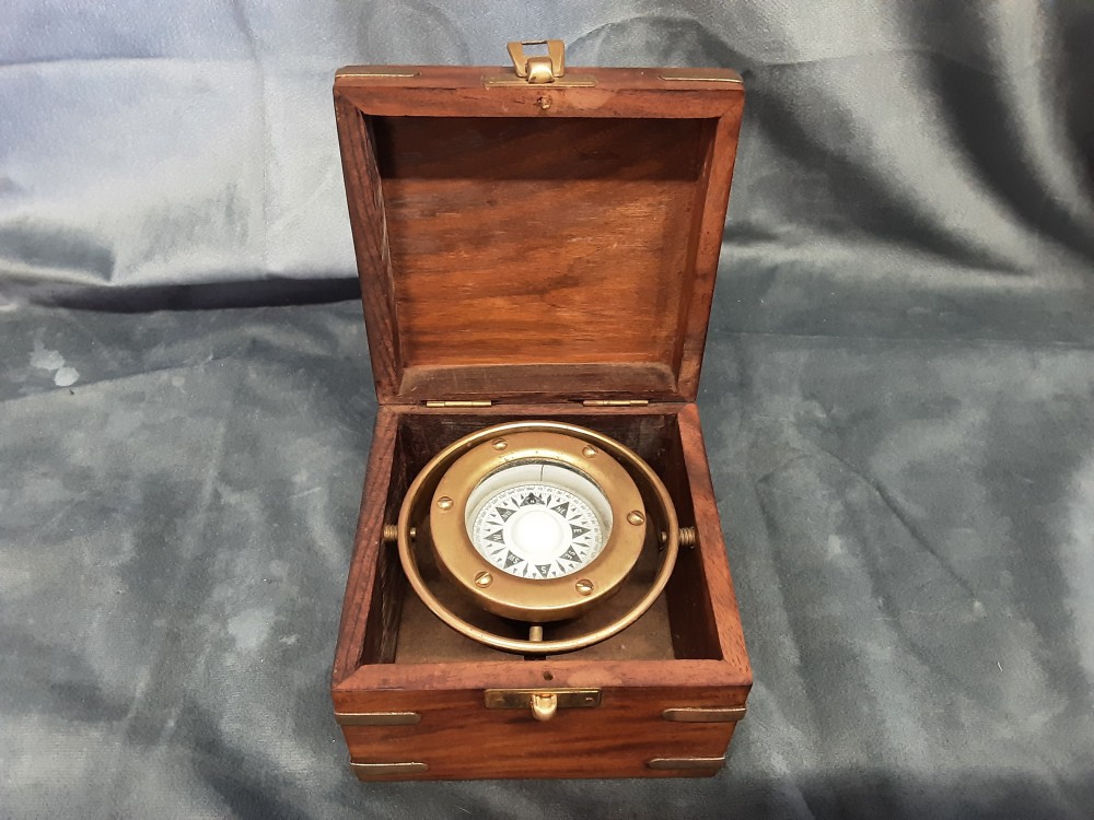 Boussole Ancienne Coffret Bois