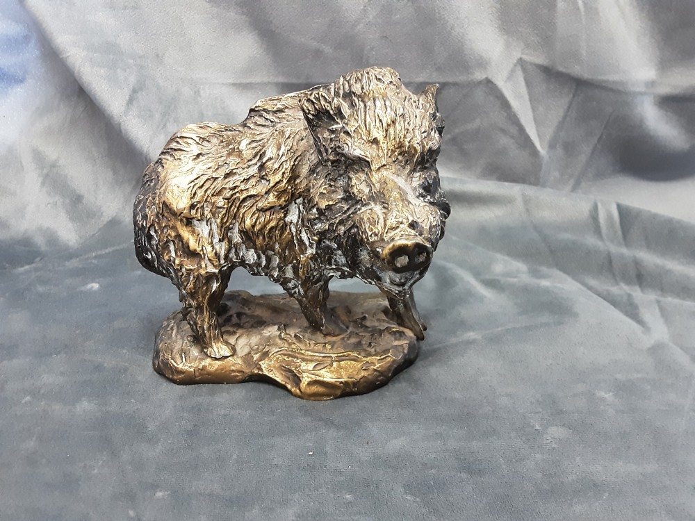 Sanglier En Metal Doré Haut 14Cm