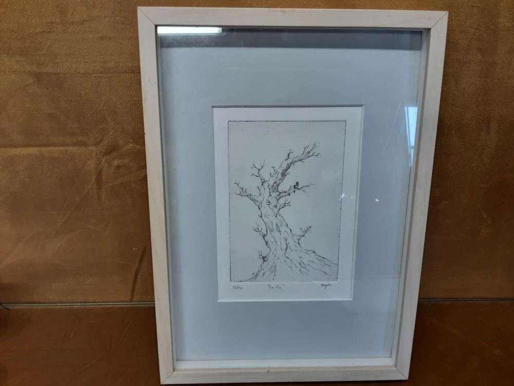 GRAVURE SIGNÉE CADRE BLANC