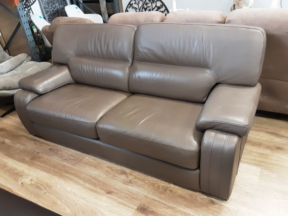 Canape 3 Places En Cuir Brun