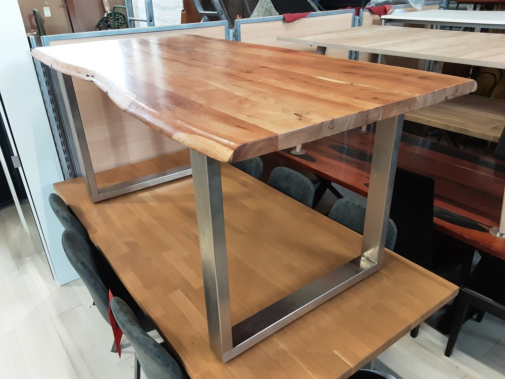 Table Plateau Acacia Pieds Metal