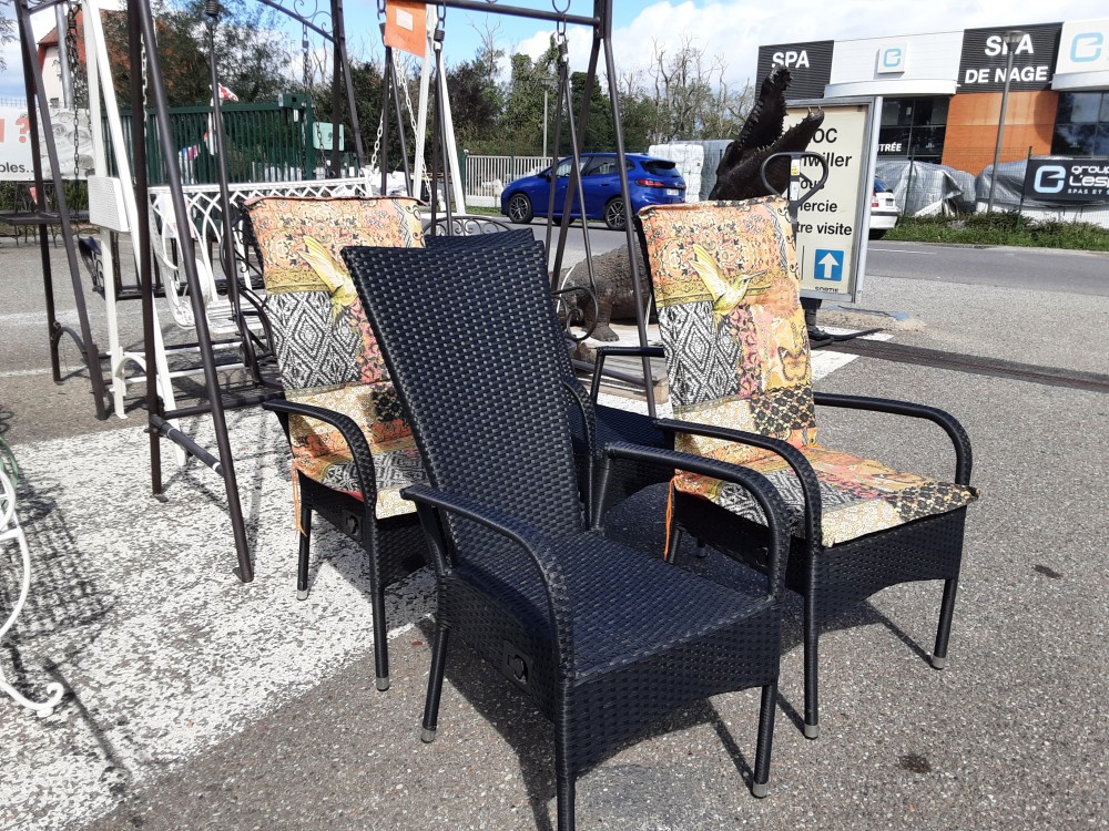 LOT 4 CHAISES DE JARDIN AVEC ACCOUDOIRS  - DOSSIERS REGLABLES  - 4 COUSSINS