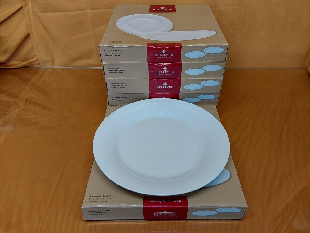 LOT DE 12 ASSIETTES BLANCHES VILLEROY ET BOCH DANS CARTONS