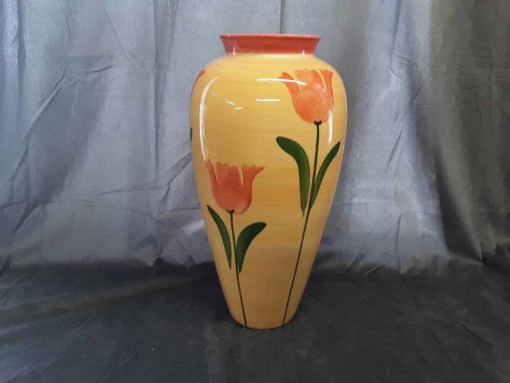 Vase Mm Jaune A Fleur Orange 40 Cmhaut