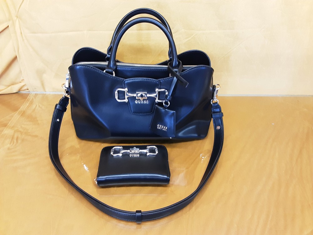 SAC A MAIN GUESS NOIR + PORTE FEUILLES