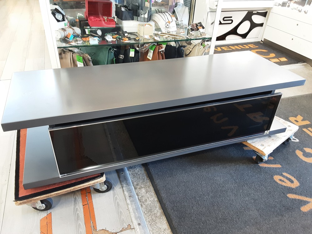 Meuble Tele Gris 1 Porte Vitrée