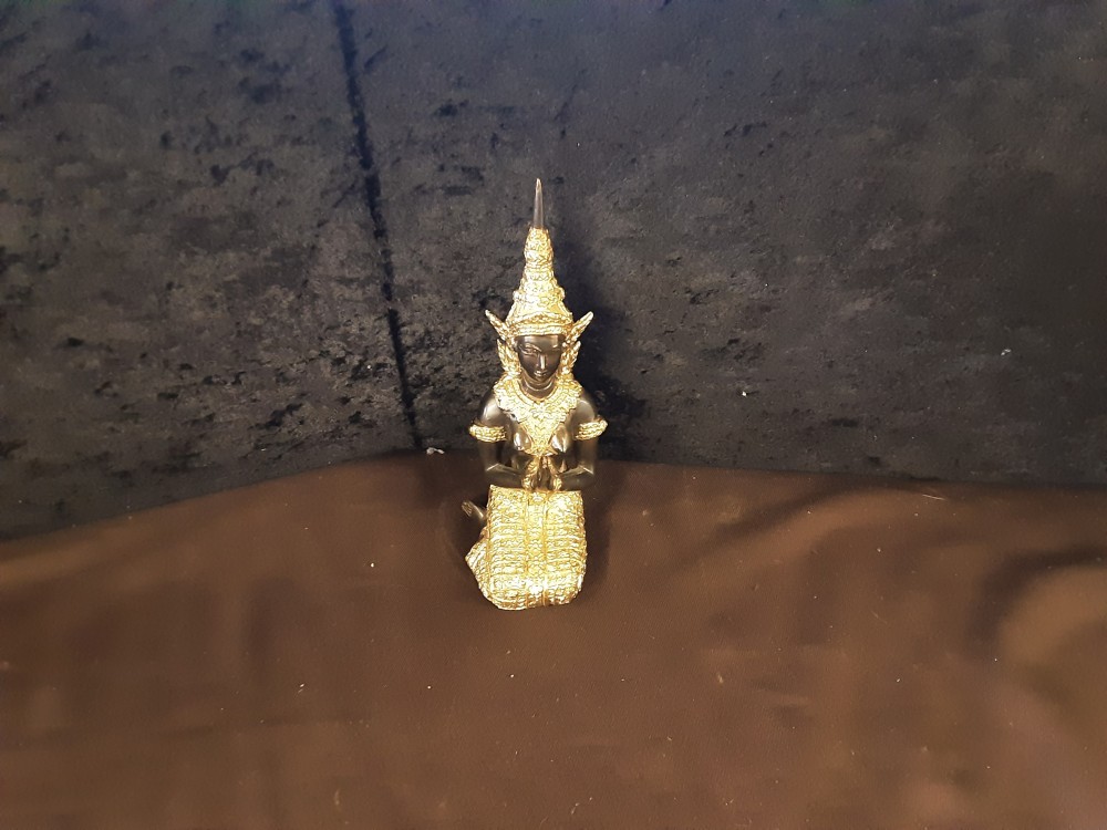 Statuette Bouddha Métal Noir Et Doré