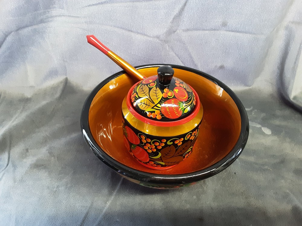 Ensemble Bol + Saucier En Laque De Chine