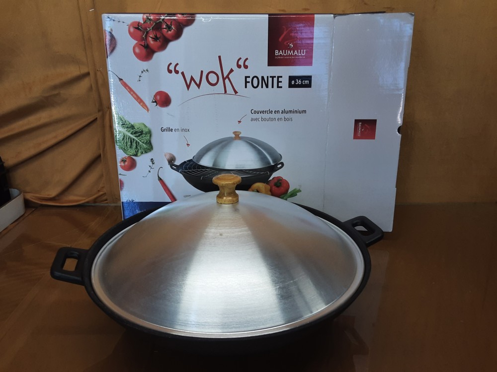 Wok En Fonte Couvercle Alu Diam 36Cm
