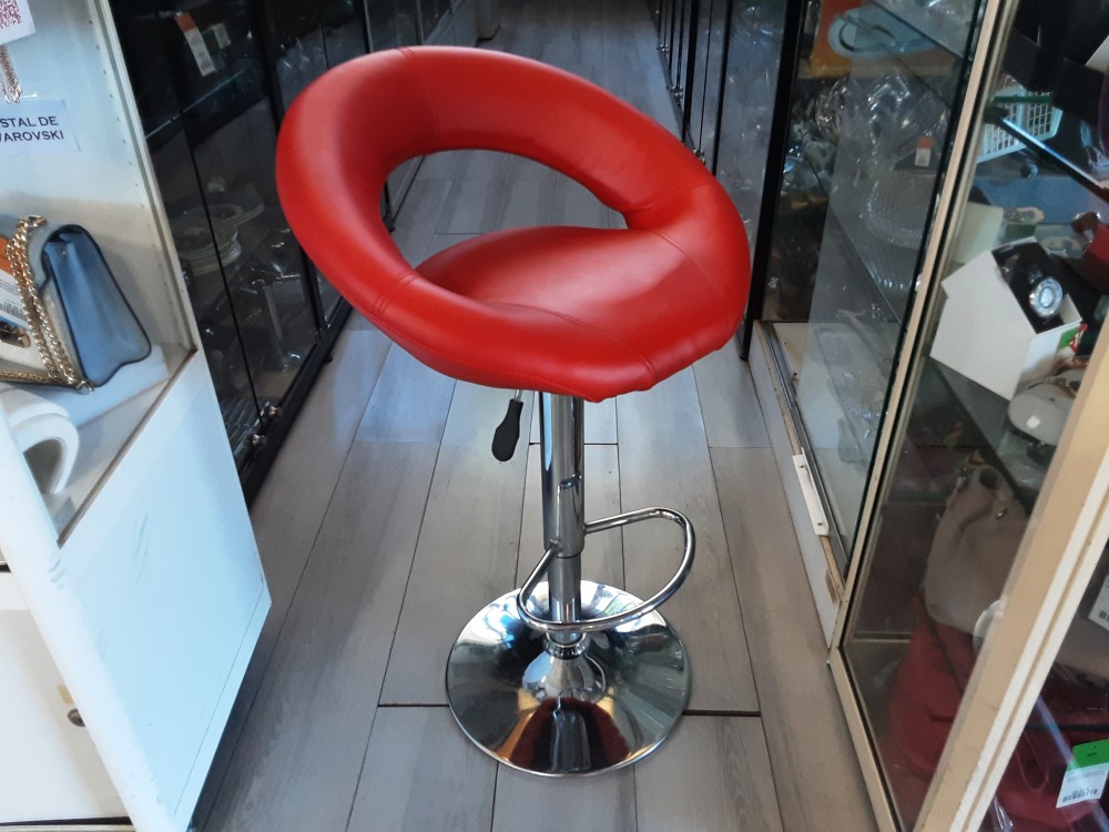 TABOURET REGLABLE EN HAUTEUR SIMILI CUIR ROUGE